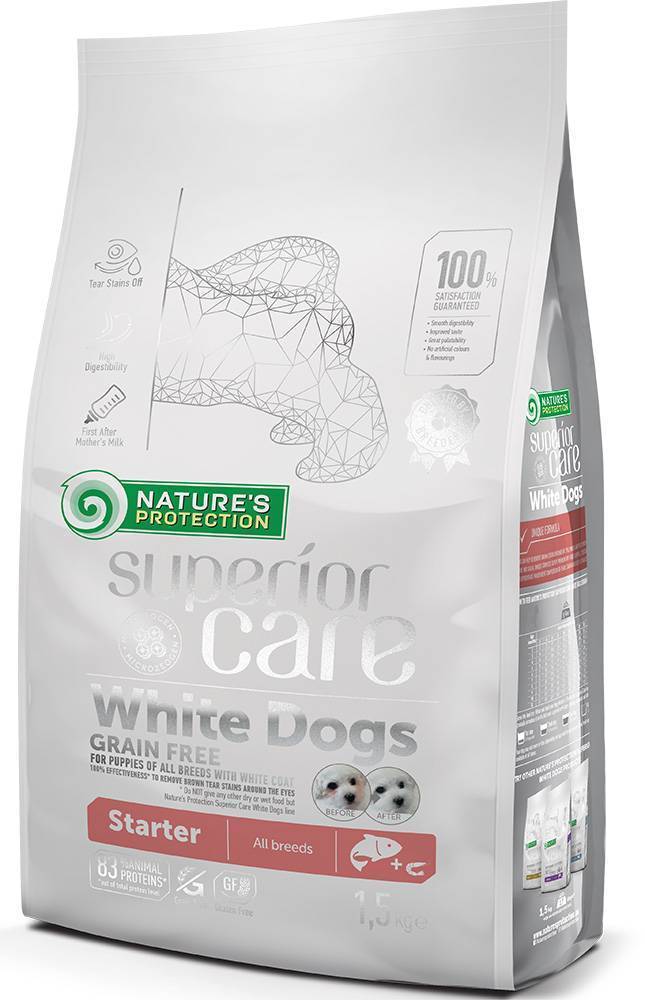 ΤΡΟΦΗ ΣΚΥΛΟΥ NATURE'S PROTECTION GRAIN FREE STARTER ALL BREEDS ΣΟΛΟΜΟΣ ΓΙΑ ΛΕΥΚΟ ΤΡΙΧΩΜΑ 1.5KG