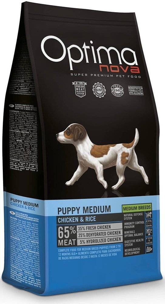 ΤΡΟΦΗ ΣΚΥΛΟΥ OPTIMANOVA PUPPY MEDIUM ΚΟΤΟΠΟΥΛΟ - ΡΥΖΙ 12KG OPTIMANOVA