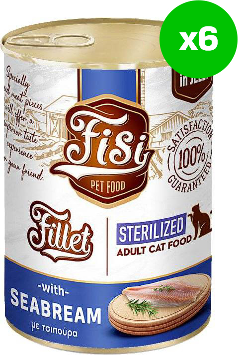 ΚΟΝΣΕΡΒΑ ΓΑΤΑΣ FISI STERILIZED ΤΣΙΠΟΥΡΑ ΣΕ ΖΕΛΕ (6 X 400GR) FISI
