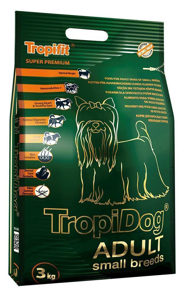 ΤΡΟΦΗ ΣΚΥΛΟΥ TROPIDOG SUPER PREMIUM ADULT SMALL BREEDS ΑΡΝΙ,ΣΟΛΟΜΟΣ - ΡΥΖΙ 3KG TROPIDOG