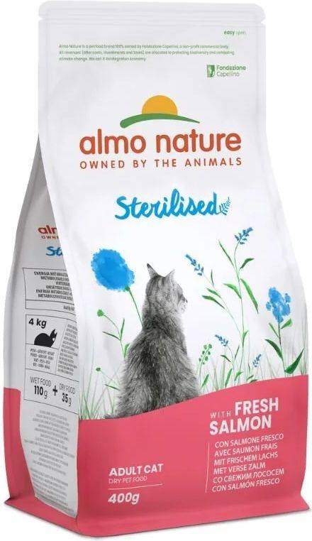 ALMO NATURE ΞΗΡΑ ΤΡΟΦΗ ΓΑΤΑΣ ALMO NATURE HOLISTIC STERILIZED ΣΟΛOΜΟΣ (400GR)