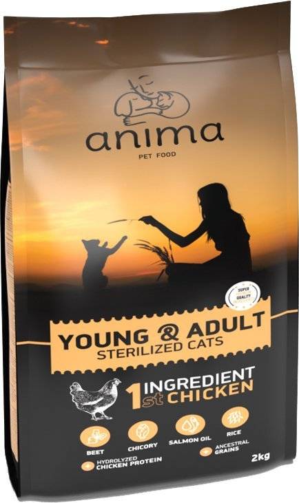 ΤΡΟΦΗ ΓΑΤΑΣ ANIMA YOUNG, ADULT - SENIOR STERILISED ΚΟΤΟΠΟΥΛΟ 2KG