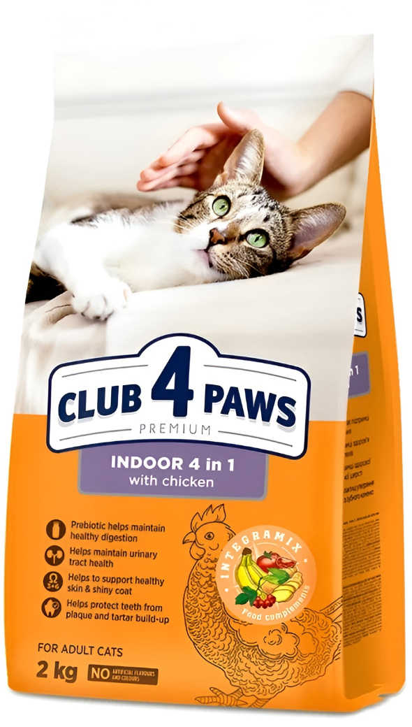 CLUB4PAWS ΤΡΟΦΗ ΓΑΤΑΣ CLUB4PAWS INDOOR 4 IN 1 ΚΟΤΟΠΟΥΛΟ (2KG)