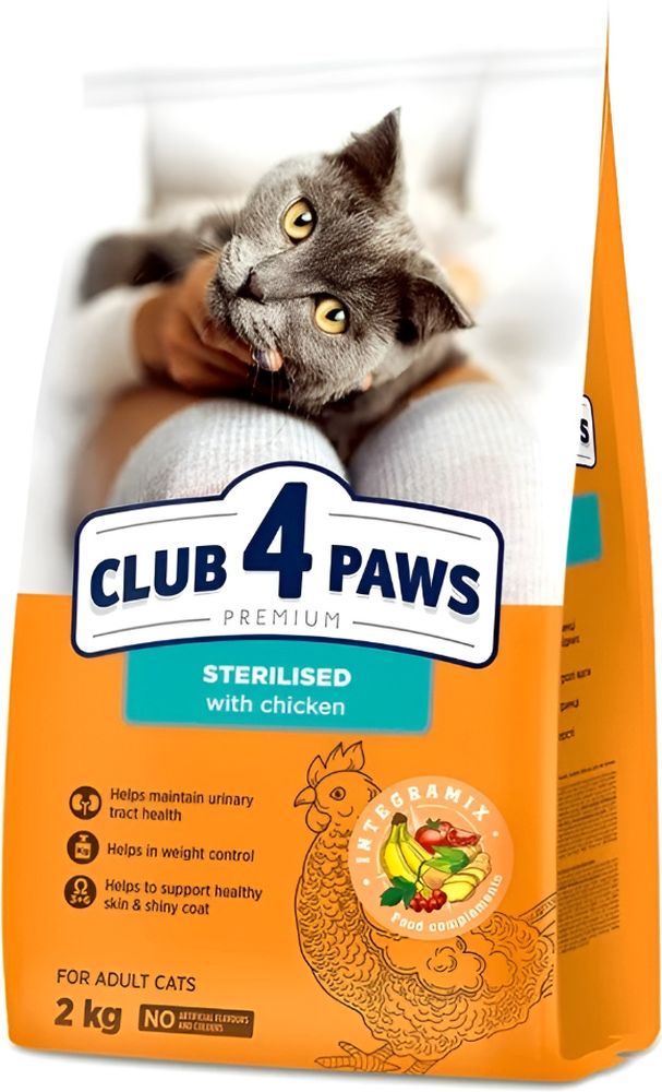 ΤΡΟΦΗ ΓΑΤΑΣ CLUB4PAWS ADULT STERILIZED ΚΟΤΟΠΟΥΛΟ (2KG) CLUB4PAWS