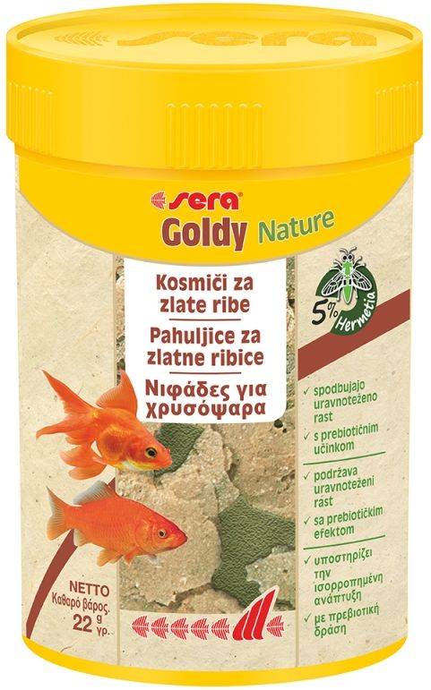 ΕΙΔΙΚΗ ΤΡΟΦΗ ΧΡΥΣΟΨΑΡΩΝ - ΨΑΡΙΩΝ ΛΙΜΝΩΝ SERA GOLDY NATURE ΣΕ ΝΙΦΑΔΕΣ (100ML)