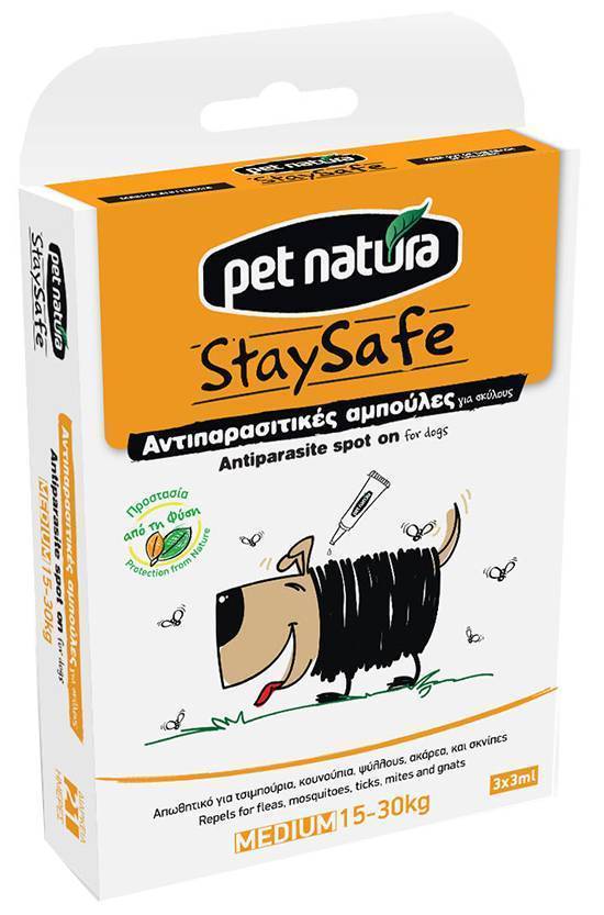 ΑΝΤΙΠΑΡΑΣΙΤΙΚΕΣ ΑΜΠΟΥΛΕΣ STAY SAFE PIPETTES PET NATURA MEDIUM PET NATURA