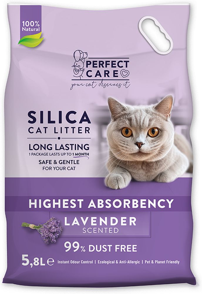 ΚΡΥΣΤΑΛΛΙΚΗ ΑΜΜΟΣ PERFECT CARE SILICA CAT LITTER ΛΕΒΑΝΤΑ 5.8LT PERFECT CARE