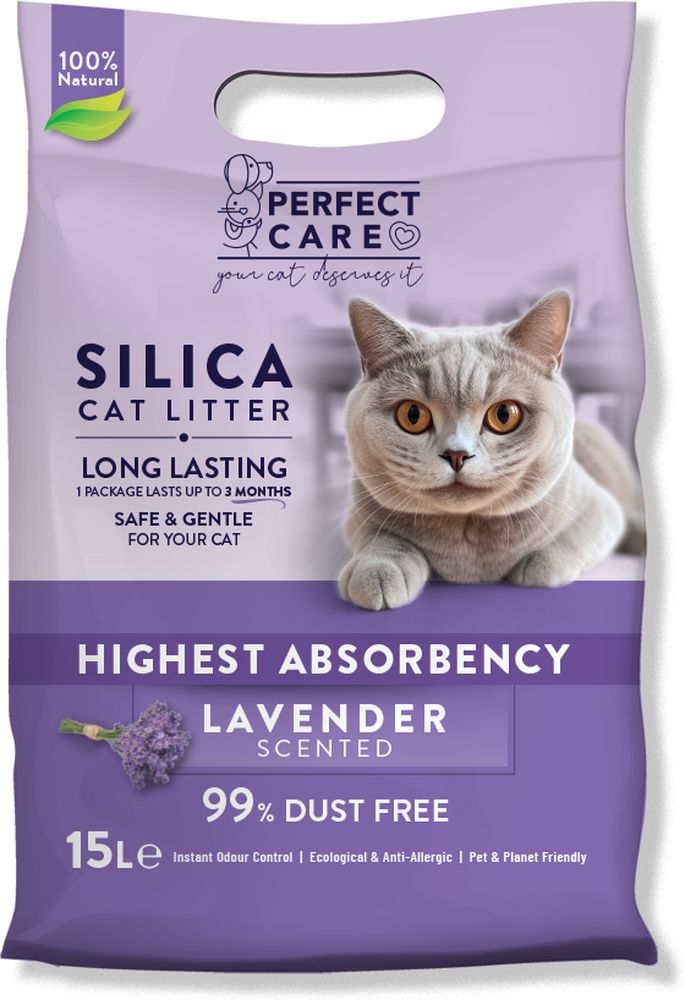 ΚΡΥΣΤΑΛΛΙΚΗ ΑΜΜΟΣ PERFECT CARE SILICA CAT LITTER ΛΕΒΑΝΤΑ 15LT PERFECT CARE