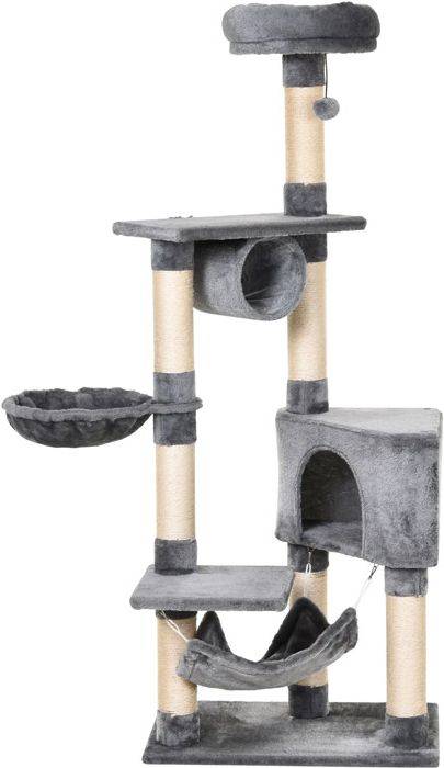 ΟΝΥΧΟΔΡΟΜΙΟ ΓΑΤΑΣ PAWHUT ΔΕΝΤΡΟ ΓΚΡΙ 60X40X154CM