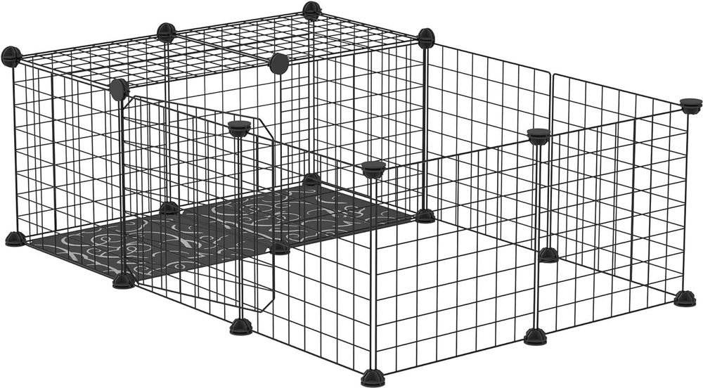 PAWHUT ΠΟΛΥΜΟΡΦΙΚΟ ΚΛΟΥΒΙ-ΠΑΡΚΟ ΕΚΠΑΙΔΕΥΣΗΣ PAWHUT ΜΕΤΑΛΛΙΚΟ ΜΑΥΡΟ 105X70X35CM