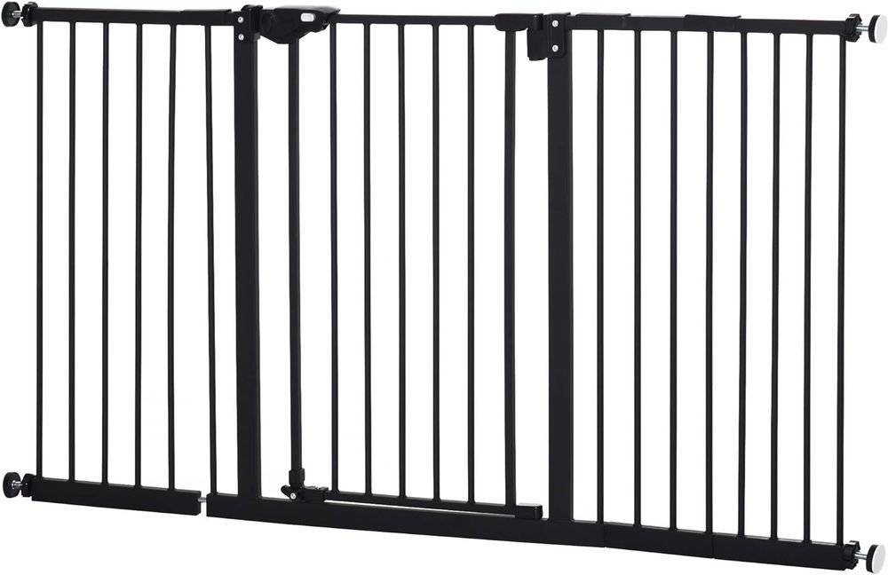 PAWHUT ΕΠΕΚΤΕΙΝΟΜΕΝΗ ΠΟΡΤΑ PAWHUT ΜΕ ΑΥΤΟΜΑΤΟ ΚΛΕΙΣΙΜΟ ΜΕΤΑΛΛΙΚΗ ΜΑΥΡΗ 147.5X76.2CM