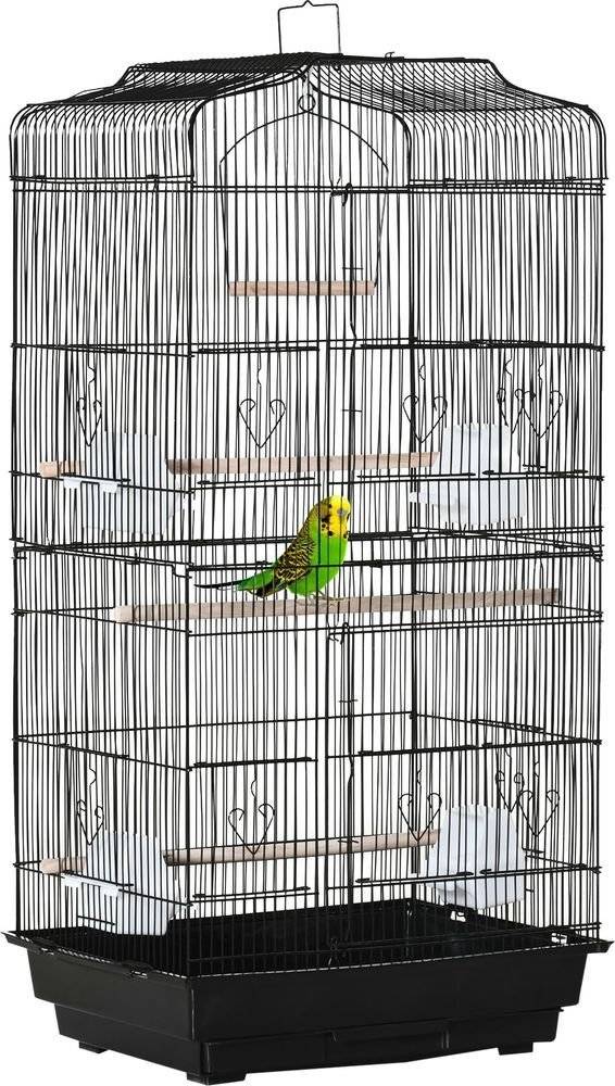 PAWHUT ΚΛΟΥΒΙ ΠΤΗΝΩΝ PAWHUT ΜΕ ΑΞΕΣΟΥΑΡ ΜΕΤΑΛΛΙΚΟ- ΠΛΑΣΤΙΚΟ ΜΑΥΡΟ 46.5X35.5X92CM