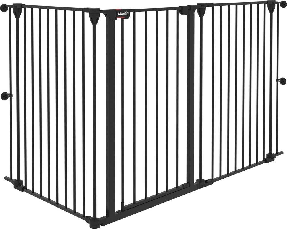 PAWHUT ΠΤΥΣΣΟΜΕΝΗ ΠΟΡΤΑ PAWHUT ΜΕΤΑΛΛΙΚΗ ΜΑΥΡΗ 206X90CM