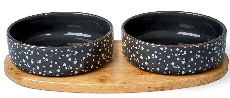 ΜΠΟΛ ΣΚΥΛΟΥ GLEE JOY ΔΙΠΛΟ ΚΕΡΑΜΙΚΟ ΜΕ ΒΑΣΗ ΜΑΥΡΟ 2X500ML GLEE