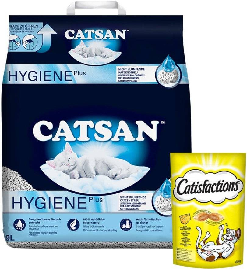 ΑΜΜΟΣ CATSAN HYGIENE 9LT - CATISFACTIONS CHEESE (60 GR) CATSAN