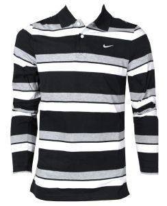  NIKE LS SUEDED JERSEY POLO (STRIPED) // (S)