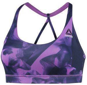  REEBOK WORKOUT TRIANGLE BACK ALLOVER PRINT BRA  (L)