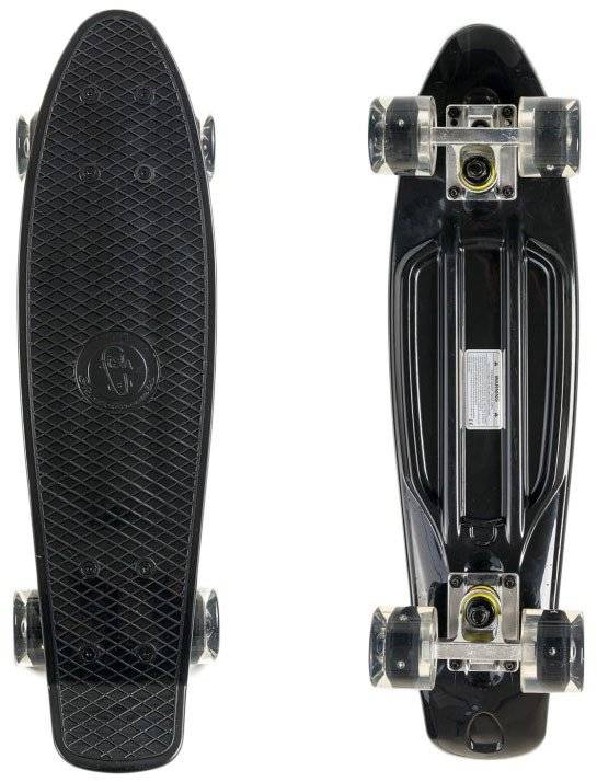 SKATEBOARD FISH MINI CRUISER ΜΕ LED ΡΟΔΕΣ 22.5" ΜΑΥΡΟ FISH