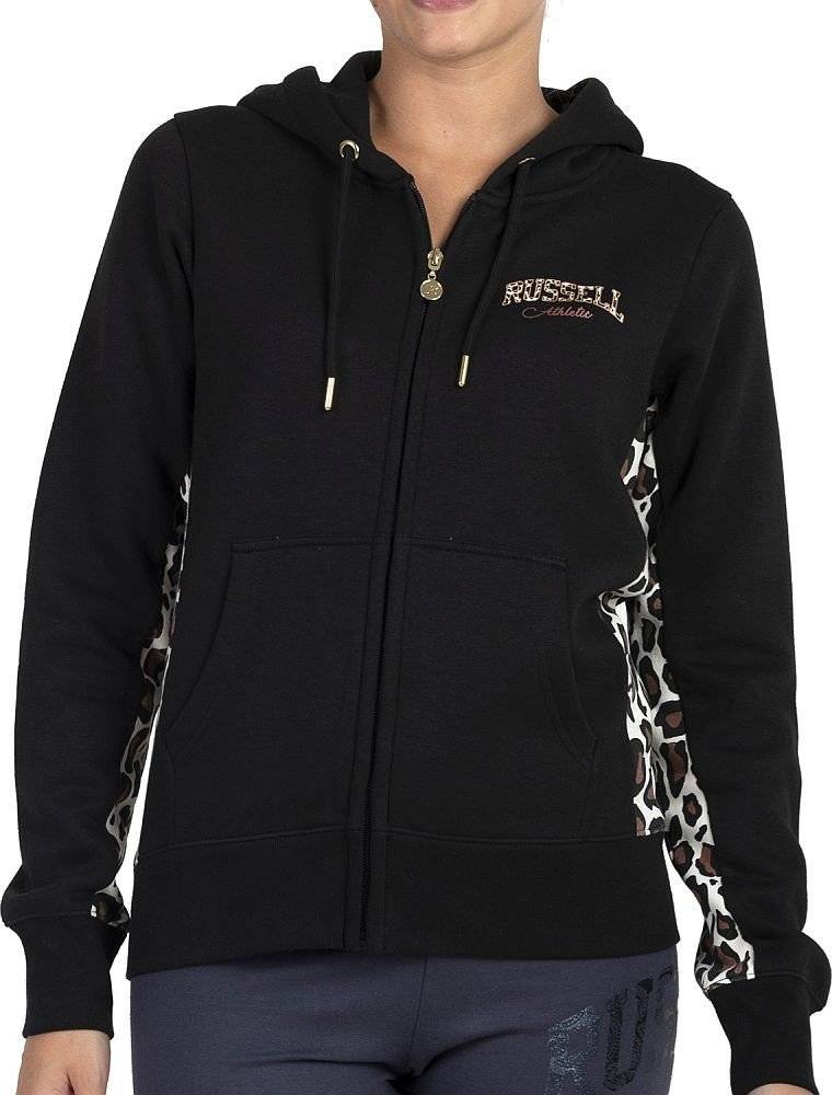 RUSSELL ATHLETIC ΖΑΚΕΤΑ RUSSELL ATHLETIC ANIMAL PANEL ZIP THROUGH HOODY ΜΑΥΡΗ