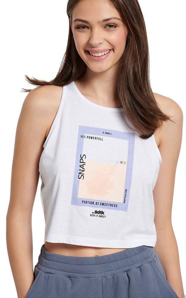 BODYTALK ΑΜΑΝΙΚΗ ΜΠΛΟΥΖΑ BODYTALK SMUDGE CROPPED TOP ΛΕΥΚΗ