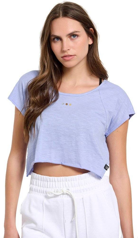 BODYTALK ΜΠΛΟΥΖΑ BODYTALK SNAPS CROPPED T-SHIRT ΛΙΛΑ