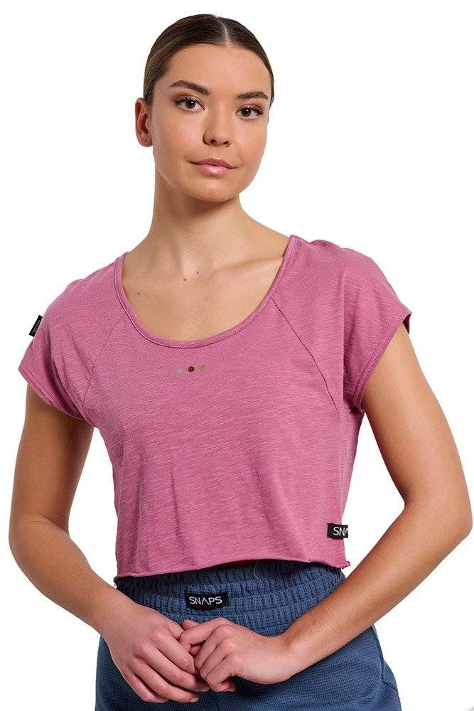 BODYTALK ΜΠΛΟΥΖΑ BODYTALK SNAPS CROPPED T-SHIRT ΡΟΖ