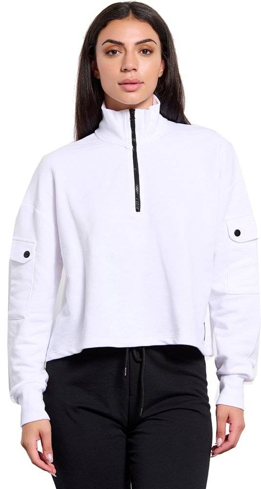 ΜΠΛΟΥΖΑ BODYTALK TURTLE NECK HALF ZIP SWEATER ΛΕΥΚΗ