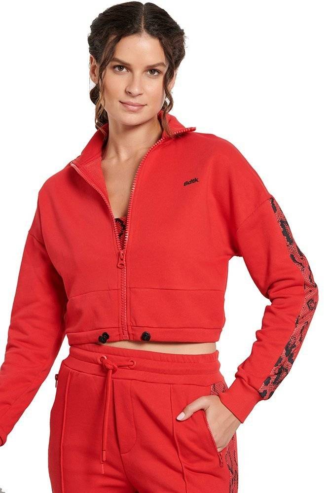 BODYTALK ZAKETA BODYTALK MATERIAL GIRL TURTLE NECK CROPPED ZIP SWEATER ΚΟΚΚΙΝΗ