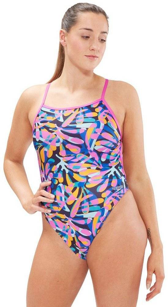 SPEEDO ΜΑΓΙΟ SPEEDO CLUB TRAINING ALLOVER DIGITAL VBACK SWIMSUIT ΜΠΛΕ/ΡΟΖ