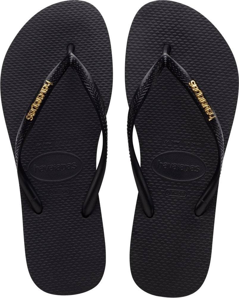 ΣΑΓΙΟΝΑΡΑ HAVAIANAS SLIM LOGO METALLIC ΜΑΥΡΗ