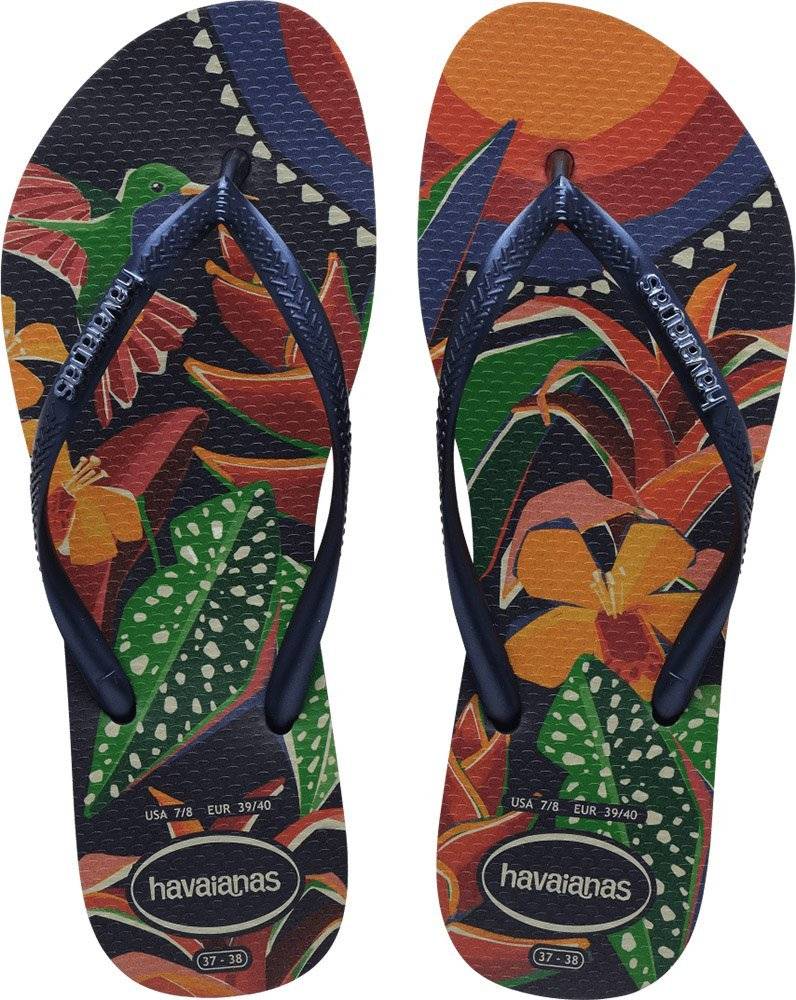 HAVAIANAS ΣΑΓΙΟΝΑΡΑ HAVAIANAS SLIM TROPICAL ΜΠΛΕ ΣΚΟΥΡΟ