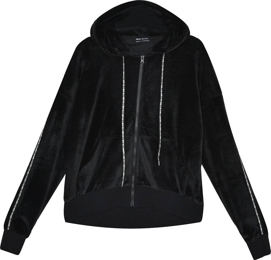 BODYTALK ΖΑΚΕΤΑ BODYTALK VELOUR FZ HOODIE ΜΑΥΡΗ