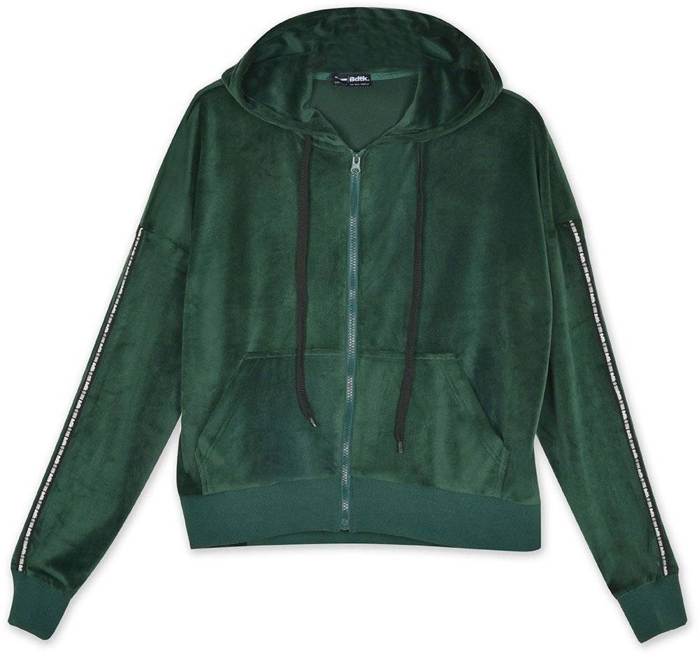 BODYTALK ΖΑΚΕΤΑ BODYTALK VELOUR FZ HOODIE ΠΡΑΣΙΝΗ
