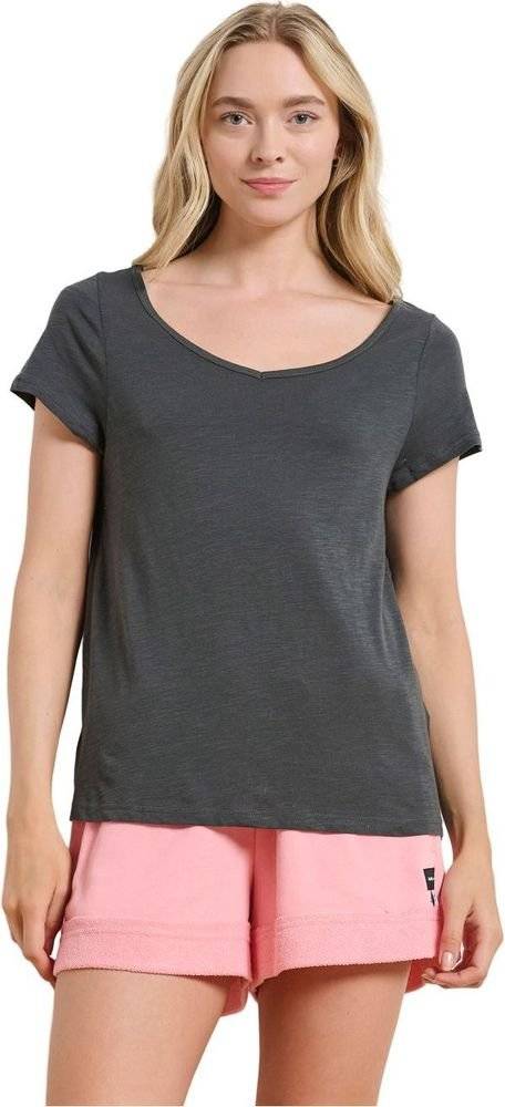 BODYTALK ΜΠΛΟΥΖΑ BODYTALK T-SHIRT V-NECK BUTTON DOWN BACK ΑΝΘΡΑΚΙ