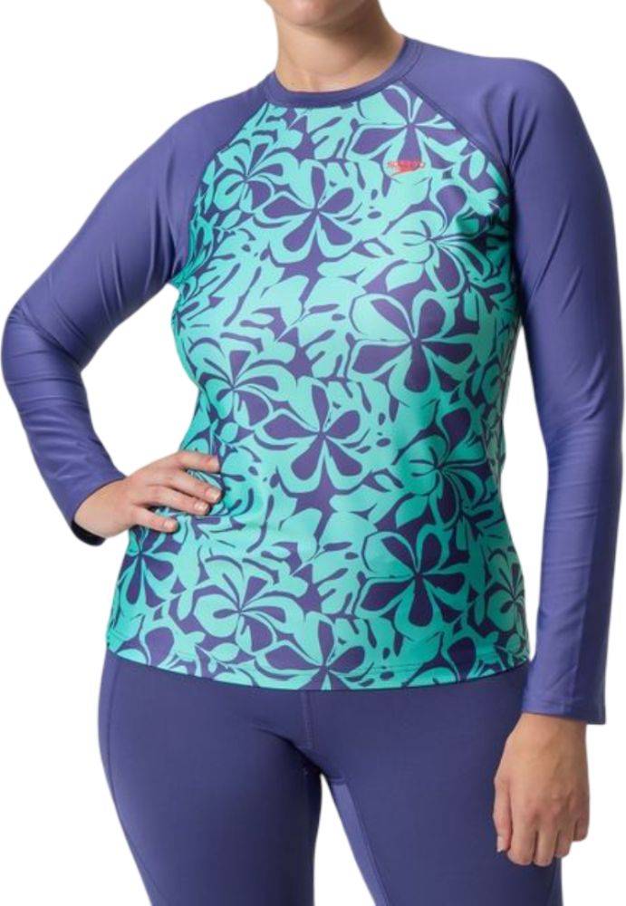 SPEEDO ΑΝΤΗΛΙΑΚΗ ΜΠΛΟΥΖΑ SPEEDO PRINTED LONG SLEEVE RASH TOP ΠΡΑΣΙΝΗ/ΜΩΒ