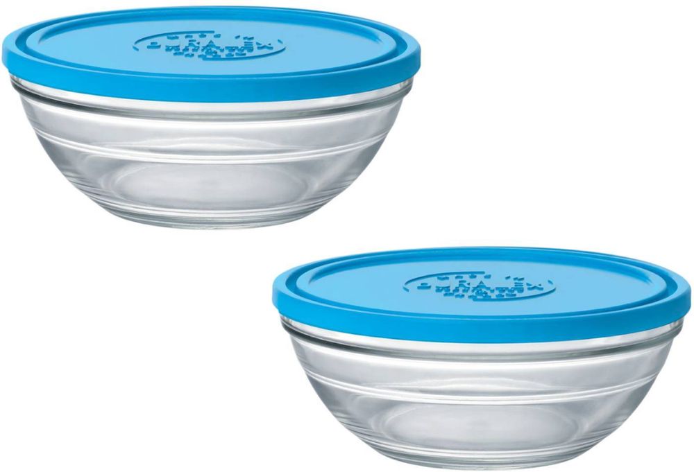 ΣΕΤ ΔΟΧΕΙΑ ΦΑΓΗΤΟΥ DURALEX ΓΥΑΛΙΝΑ ΣΤΡΟΓΓΥΛΑ ΜΕ ΜΠΛΕ ΚΑΠΑΚΙ 20.5CM (1+1ΔΩΡΟ) CRAZY