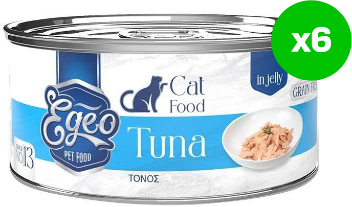 6 ΚΟΝΣΕΡΒΕΣ ΓΑΤΑΣ EGEO ΤΟΝΟΣ ΣΕ ΖΕΛΕ (6X85GR)