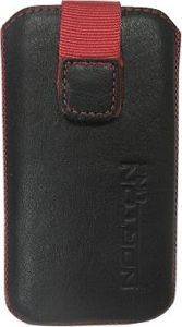 LEATHER POUCHE ANILINE CASE BLACK - RED SEW  APPLE IPHONE 4