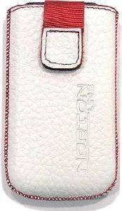LEATHER POUCHE ANILINE CASE WHITE - RED SEW  NOKIA X3-02 TOUCH AND TYPE