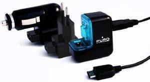 PURO UNIVERSAL TRAVEL + CAR CHARGER MICRO USB BLACK TPMICRO