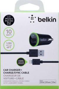 BELKIN F8J078BT04-BLK CAR CHARGER LIGHTNING TO USB CABLE