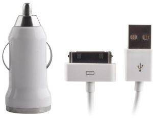 FOREVER IPHONE CAR CHARGER 1A WHITE + CABLE