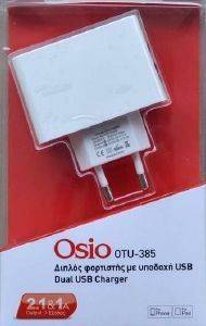 OSIO OTU-385W DUAL USB CHARGER 1A/2.1A WHITE