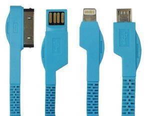 FOREVER 3IN1 USB CABLE FOR APPLE IPHONE 4/5 & MICRO USB BLUE