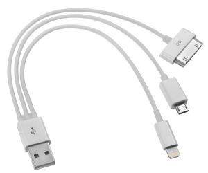 LIGHTNING CHARGING CABLE 3-IN-1 MICRO USB FOR IPHONE 4/4S + IPHONE 5/5S