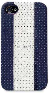 PURO BACK COVER CASE IPHONE 4 GOLF ECO-LEATHER BLUE ICE LOGO SILVER