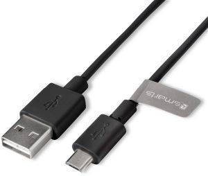 4SMARTS BASIC CORD MICRO USB DATA CABLE 1M BLACK BULK