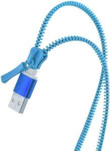 FOREVER 2IN1 USB ZIPPER CABLE WITH 2X MICRO USB BLUE