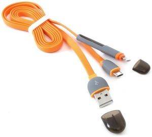 PLATINET 42873 USB UNIVERSAL CABLE 2 IN 1 MICRO USB/LIGHTNING ORANGE