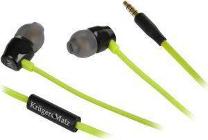 KRUGER & MATZ KMD10G STEREO EARPHONES WITH MICROPHONE GREEN